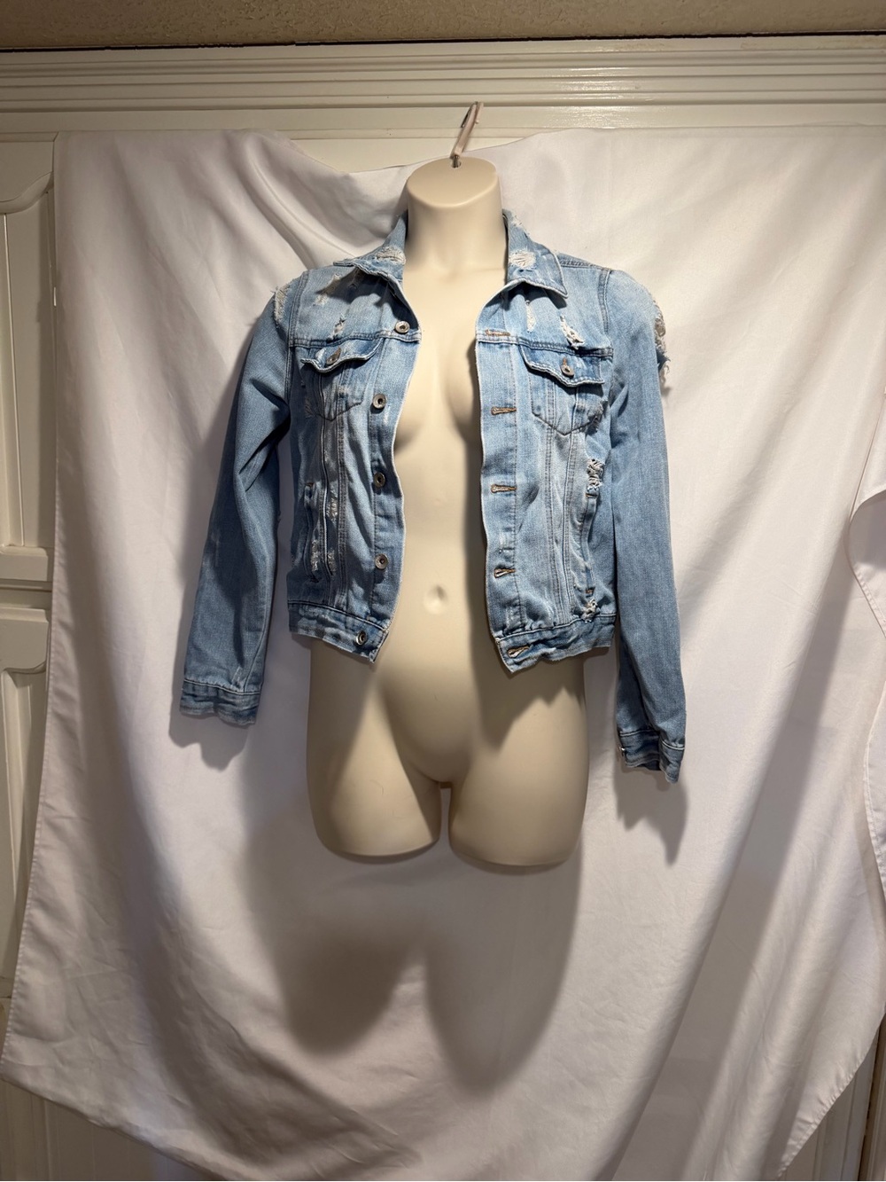 Ci Sono Light Blue Distressed Denim Jacket